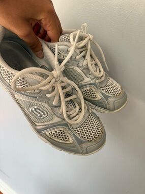 Skechers Women's White and Light Gray Athletic Sneakers